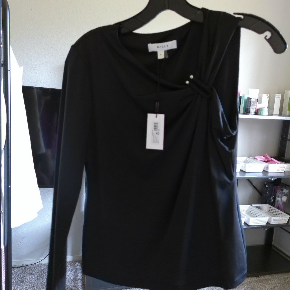 One Sleeved Black Top - Milly